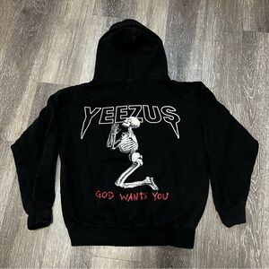 RARE Kanye West YEEZUS Tour God Wants You Hoodie Black Back Print Size Small